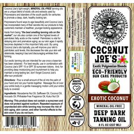 Grehge xotic Coconut Dark Tanning Oil by Coconut Joe's | No Harmful Chemicals, Mineral Oil Free, 8 ounce bottle