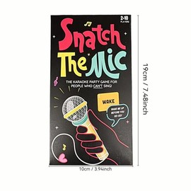 Snatch The Mic Karaoke Game, Party Table Game, 250 Lyrics Cards & 2 Microphones & 2 Badge Cards & 1 Game Guide, Funny Game Night, Birthday Party, Family Icebreaker Games, Party Board Game, Board Games Book Box