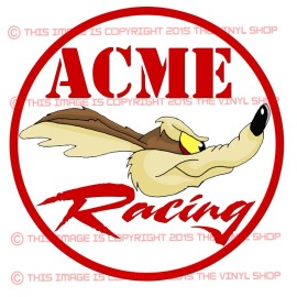 The Vinyl Shop 2 INCH Acme Racing WILE E. COYOTE FUNNY GASSER RAT ROD HOT ROD VINTAGE DECAL