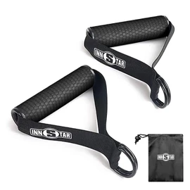 INNSTAR Exercise Handle Training Handle Fitness Grip Band Training Tube Cable Machine for Barbell Use High Load Capacity MAX 181kg Non-slip and Firm Joint 2-Piece Set (Black)