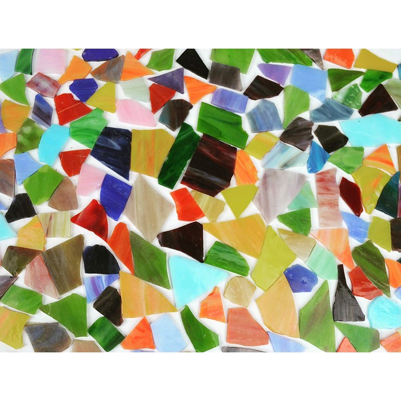 Lanyani Glass Mosaics Pieces Stained Glass, Assorted Colors and Shapes,