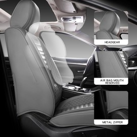 CHOCMONS Full Coverage Front Set Seat Covers with Waterproof Leather,Lumber Support and Airbag Compatible,Universal Fit for Most SUVs, Trucks,and Sedans in Automotive Seat Covers