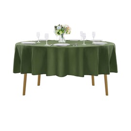 132 inch Round Tablecloth Washable Polyester Table Cloth Decorative Table Cover for Wedding Party Dining Banquet（132 inch,Willow）