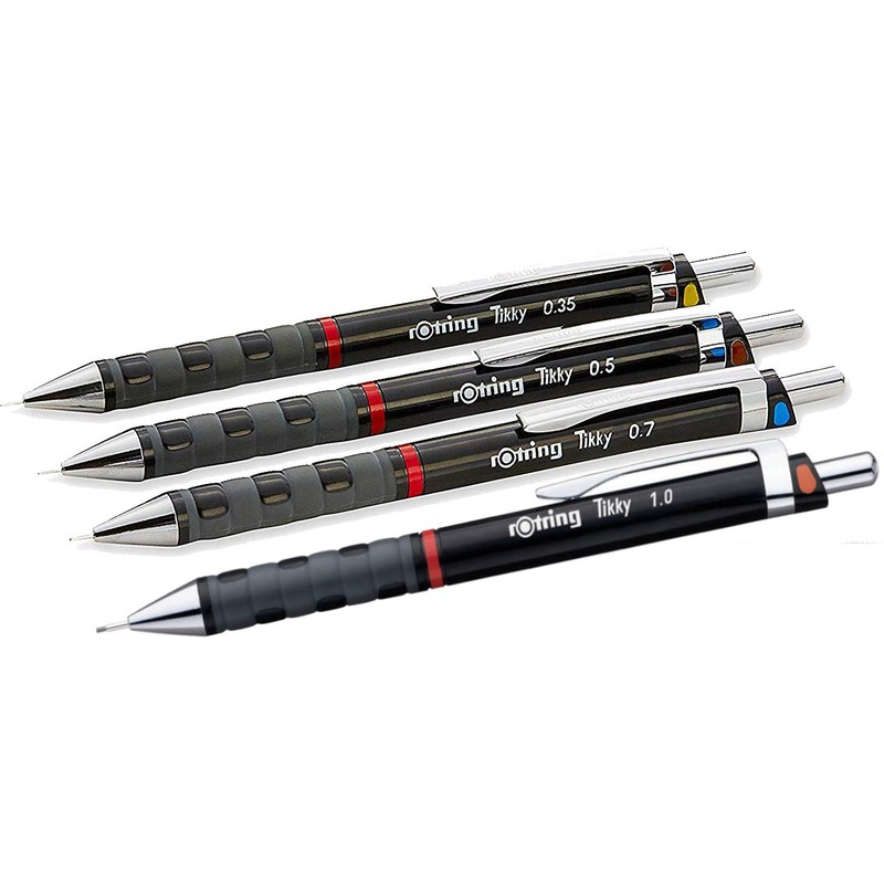 rOtring Tikky Mechanical Pencil (Black Barrel, Set of 4) HB