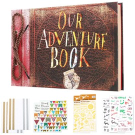 Scrapbook Photo Albums 40 Pages 26x18cm, Our Adventure Book, Brown Thick Paper, DIY Memory Scrap Book, Travel Journal Scrap Book Ideal for Your Scrapbooking Albums Art & Craft Projects,with 8 Stickers