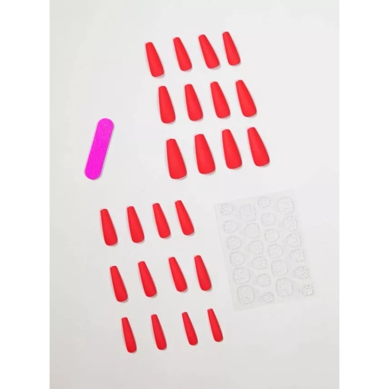 X-Girl 24 Tips Coffin Uñas Postizas Adheribles Unicolor Con 1