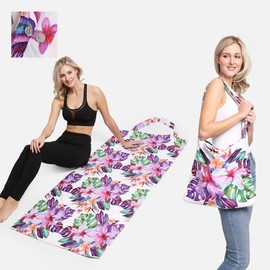 ComfyLuxe Hibiscus Pattern 2-IN-1 Beach Towel & Tote Bag