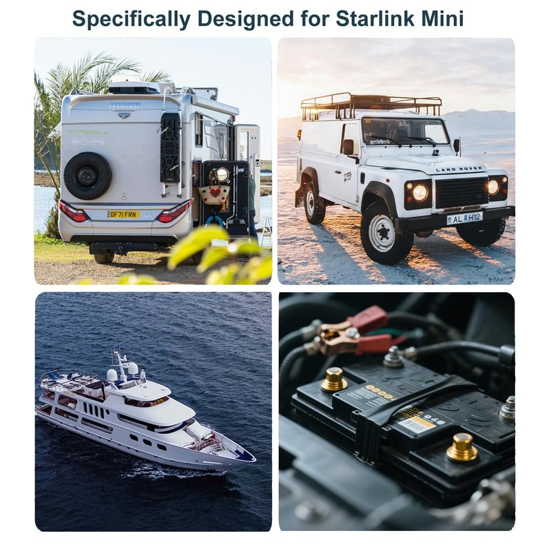 Starlink Mini Direct Battery Power Cable, 5M/16.4FT, 18AWG DC Power