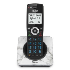 AT&T GL2101-1M DECT 6.0 Cordless Home Phone with Call Block, Caller ID, Full-Duplex Handset Speakerphone, 2" White Backlit Display, Lighted Keypad (Marble)