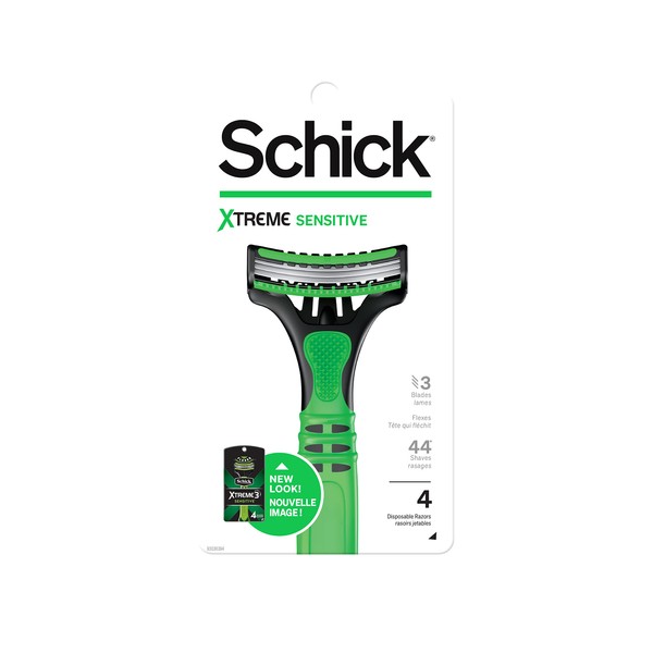 Schick Xtreme 3 Sensitive Skin Disposable Razors for Men, Disposable Razors, 4 Count (Pack of 3 ), Packaging May Vary