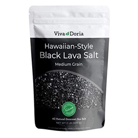 Viva Doria Hawaiian Black Lava Sea Salt, Medium Grain, Lava Salt, 2 lb (907 g)