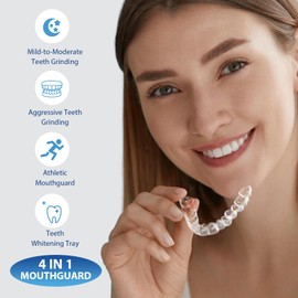 4 Stück Zahnschiene für nächtliche Zähneknirschen,2 Größen Aufbissschiene für stoppt Bruxismus,Knirscherschiene Für Nacht,Gegen Bruxismus,Knirscherschiene Für Nacht,Verbessert den Schlaf