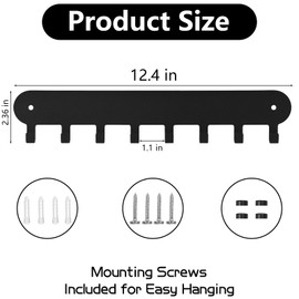 Suzurana 2 Pack Key Holder for Wall,Key Hooks with 8 Hooks,Key Rack for Wall No Drill for Living Room, Kitchen, Bathroom, Garage (Black)