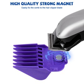Anrom Magnetic Clipper Guards Guide Comb 10PCS Set Compatible with Andis Master Hair Clipper MBA, MBX, MC-2, ML, MA-1, RACA, PM-1, PM-2, PM-3, PM-4, Lengths 1/16" to 1" (Purple)