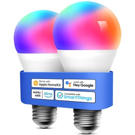 Smart Bulbs, meross Smart WiFi LED Bulbs Compatible with Apple HomeKit, Siri, Alexa, Google Assistant & SmartThings, Dimmable E26 Multicolor 2700K-6500K RGBCW, 810 Lumens 60W Equivalent, MSL120HKKIT