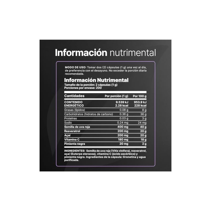 B Life Resveratrol Antioxidante de 400 cápsulas
