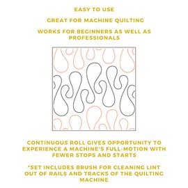 Quilting Pantographs Pattern Paper Roll - for Longarm Quilting Machines - Easy Dollop Design Quilt Pantograph - Set Includes Long Arm Quilters Sewing Machine Rails and Tracks Cleaning Brush