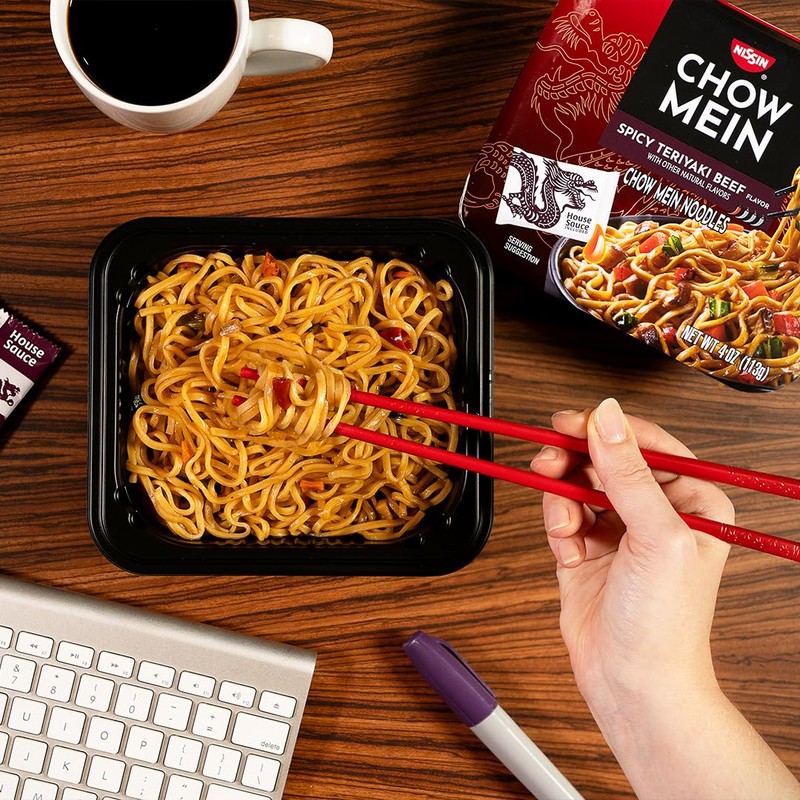 Nissin Chow Mein Noodles, Spicy Teriyaki Beef, 4 Ounce (Pack