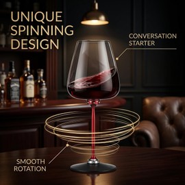 DXMGTSLP Unique Spinning Wine Glass, 16.9 oz Crystal Wine Glass with Inverted Rotating Design, Elegant Stemmed Drinking Glass Gift Box for Wine Lovers, Birthday, Anniversary, Wedding