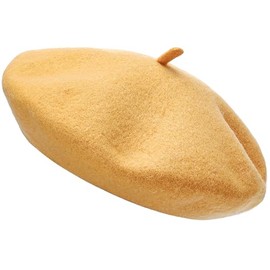 JUNGANRHA® Beret Hat Women Accessoies Men Wool Solid Color French Style Classic Beret Hat - Vintage Women's Berets for Ladies UK Artist Hat | One Size | Yellow