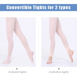 MdnMd - Mallas de ballet para mujer, ultra suaves, convertibles, leggings de transición para niños pequeños y adultos, Ballet Pink - 1 Pares, Large