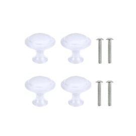 Yesmin 4 Piece Cabinet Door Knobs,Cupboard Drawer Door Knob for Kitchen Furniture Cabinet Knob with Screws-White(Small)