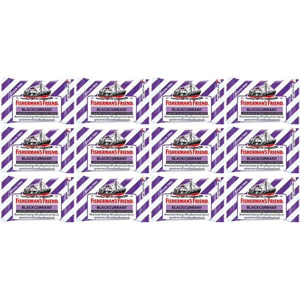 Fisherman's Friend Blackcurrant Flavour Lozenges Sugar Free Candy 25g. (Pack of 12)
