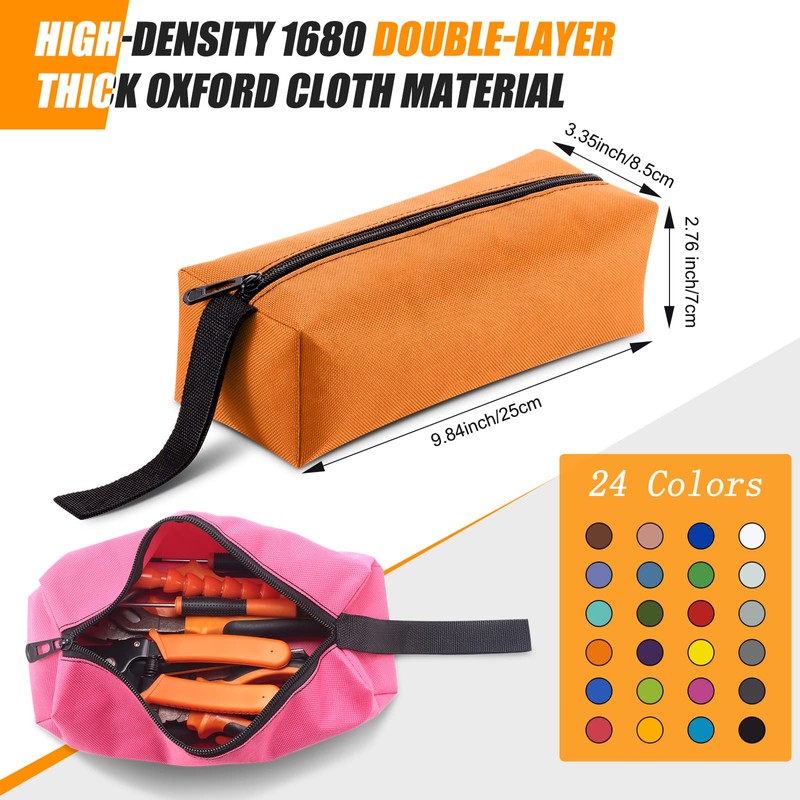 Hillban 24 Pcs Small Tool Bag Pouch Zipper Heavy Duty