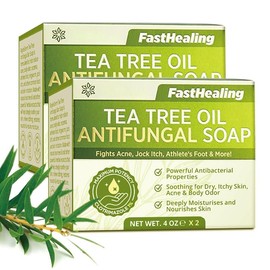 Tea Tree Soap For Face & Body  Athlete's Foot Tinea Folliculitis Ringworm Jock Itch - Pack Of 2:_2 Pack