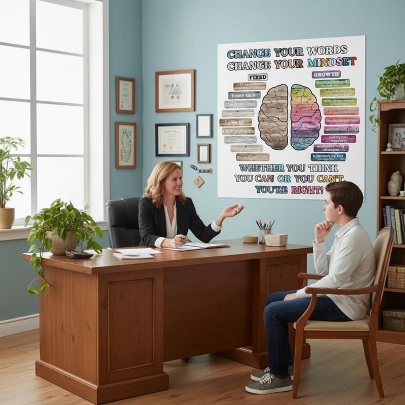 Pajean 38 Pcs Growth Mindset Posters Bulletin Board Set Care