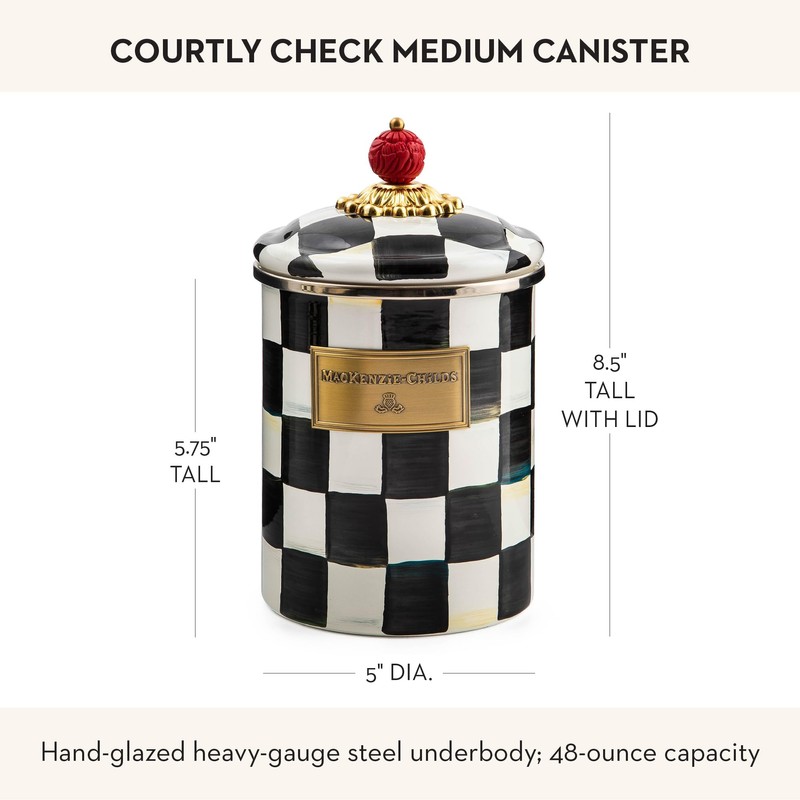 MACKENZIE-CHILDS Enamel Canister, Versatile Kitchen Storage Container for Flour and
