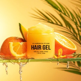 Curl & Wave Styling Gel - VC & Argan Oil Styler Hair Gel - Curly Hair Gel - Hydrate and Style - Oil Control, Refreshing and Lasting - 200g