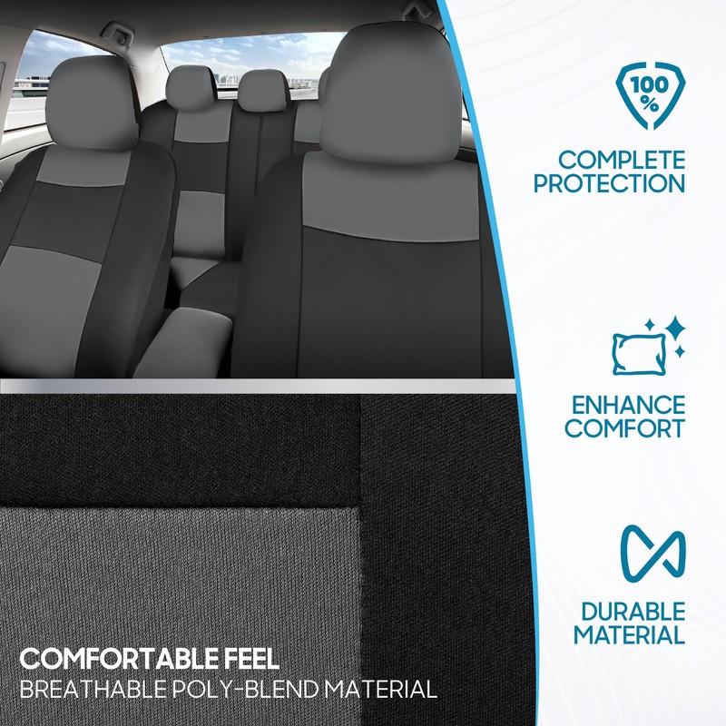 BDK PolyPro Seat Covers Full Set in Gray on Black