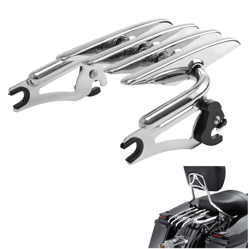 XFMT Motorcycle Chrome Detachable Stealth Two-Up Luggage Rack for Harley