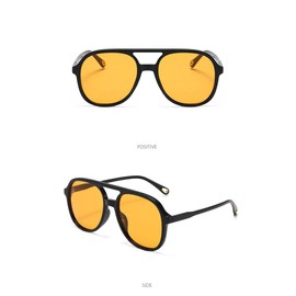 VueLux Retro 70s Sunglasses Yellow Tinted Glasses Oversized Oval Glasses for Men and Women, Black Yellow