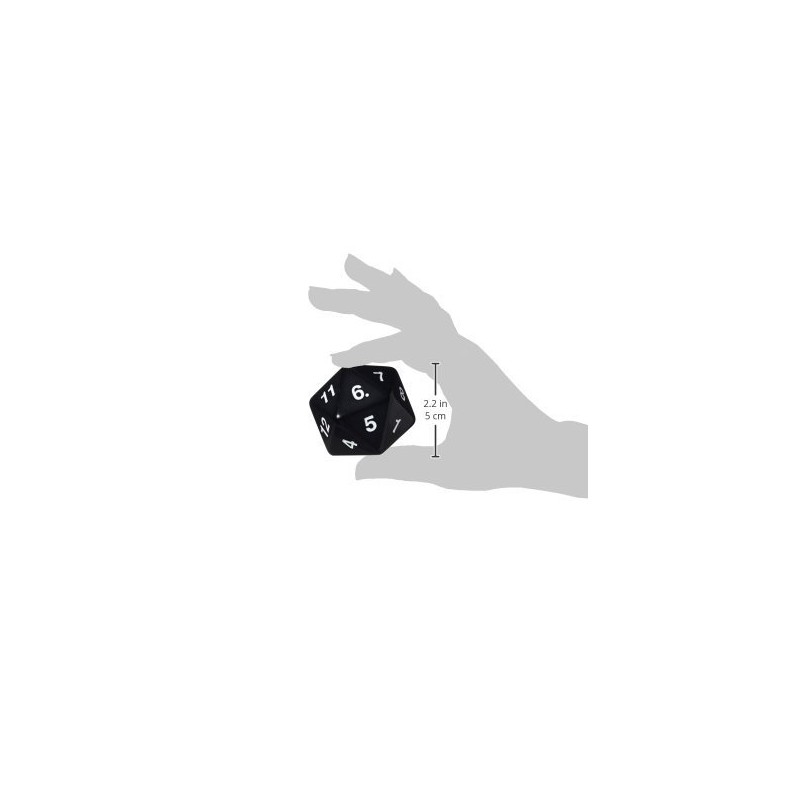 55mm Jumbo D20 Opaque Black with White Numbers
