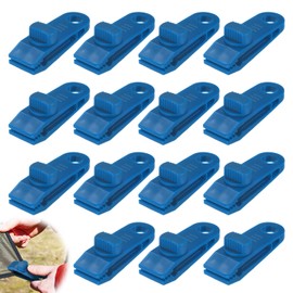 TIXIPEM Tarp Clips Heavy Duty Lock Grip [15PCS] - Tarp Clamps Use for Camping Tarps & Awnings & Car Covers & Swimming Pool Covers & Boat Cover Etc - [Blue-3.3IN] Car Cover Clamp