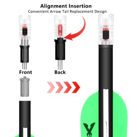 DEEPOWER Crossbow Lighted Nocks for Bolts 6 PCS with .285”/.297”/.300”/.305” Bushings LED Nock with ON/Off Switch Red
