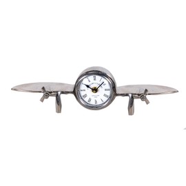 Old Modern Handicrafts Aeroplane Table Clock - Aviation Elegance: Timepiece in Solid Aluminum with Nickel-Plated Finish - 13.5 L x 3 W x 4.5 H Inches