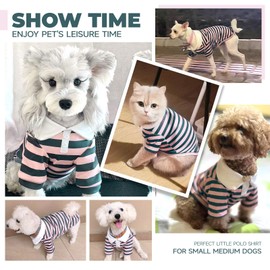 BAEJMJK Cute Dog Shirt Boy Girl Dog Clothes Striped Collared Polo T-Shirt for Small Medium Dogs Cats Soft Breathable Pet Puppy Outfits(Pink,Small)