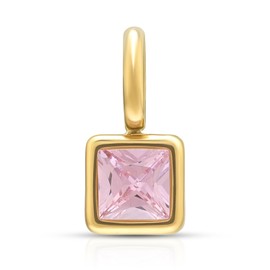 Joacii 14K Gold Plated Birthstone Cubic Zirconia Pendant Paper Clip Chain Necklace for Women with Adjustable Pendant Round Clasp Not Tarnish, Stainless Steel