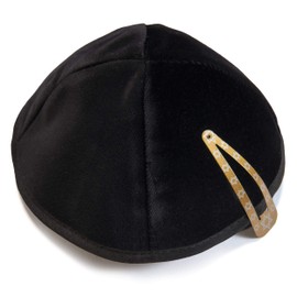 Kippah 21 cm Size Jewish Velvet Kipa Black Yarmulke Head Cover