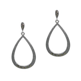 Queenberry Sterling Silver Teardrop Antique Drop Dangle Earrings with Marcasite Stud Post