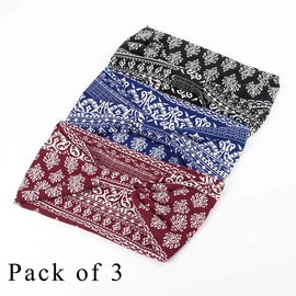 Aceorna Boho Bandeau Headbands Wide Knot Hair Scarf Floral Printed Hair Band Elastic Turban Thick Head Wrap Stretch Fabric Cotton Head Bands Thick Fashion Hair Accessories for Women (Gorgeous)