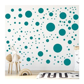 StickerDeen 500+ Assorted Polka Dot Circle Wall Stickers for Kids Bedroom Living Room, Classroom, Playroom Decor Removable Vinyl Wall Stickers Dots Wall Decals (Teal)