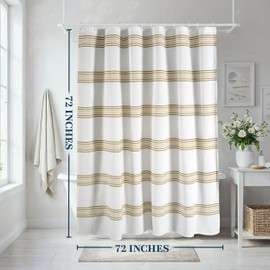 LANE LINEN Shower Curtain Beige – 2-in-1 Laminated Fabric Shower Curtain 72"x72", Waterproof Waffle Weave, No Liner Needed, Modern Spa Style, Easy to Clean & Maintain – Beige