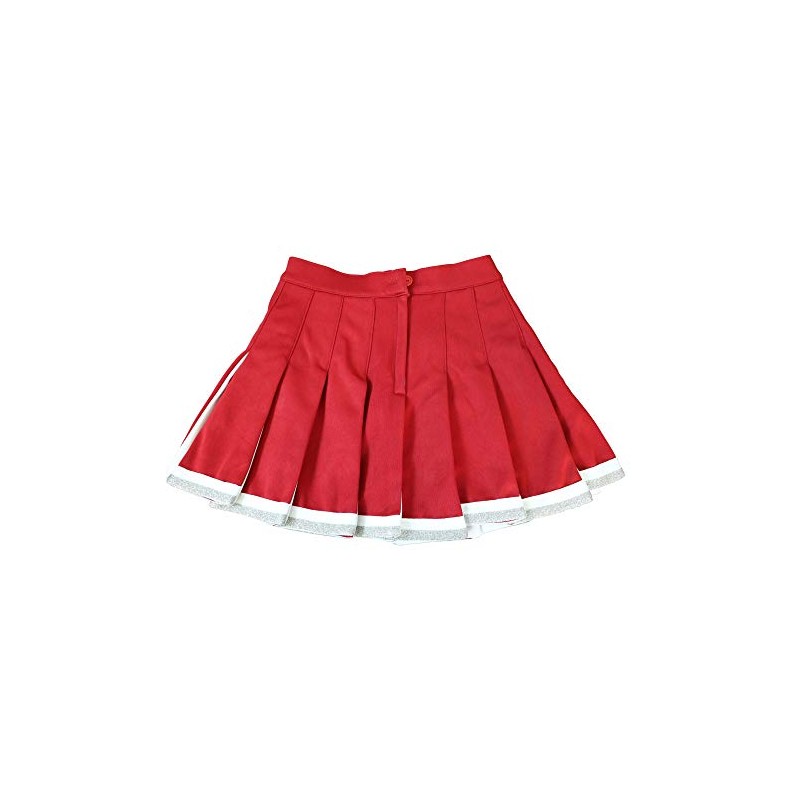 Danzcue Falda plisada de animadora para adulto, Escarlata/Blanco, L