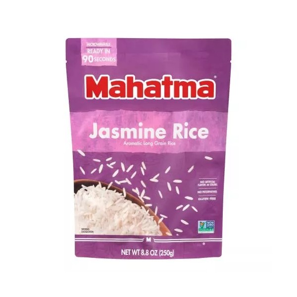 Mahatma Ready to Heat Jasmine Rice Precooked Rice Microwaveable in