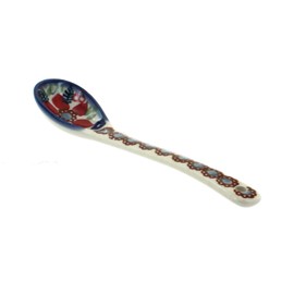 Blue Rose Polish Pottery Red Daisy Sugar Spoon