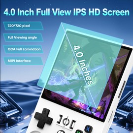 R36MAX Game Console,4.0 Inch IPS Screen Linux System with 64GB TF Card,Retro Gaming Console Built in Games,Retro Game Console for Adults,4000mAh Battery (White)